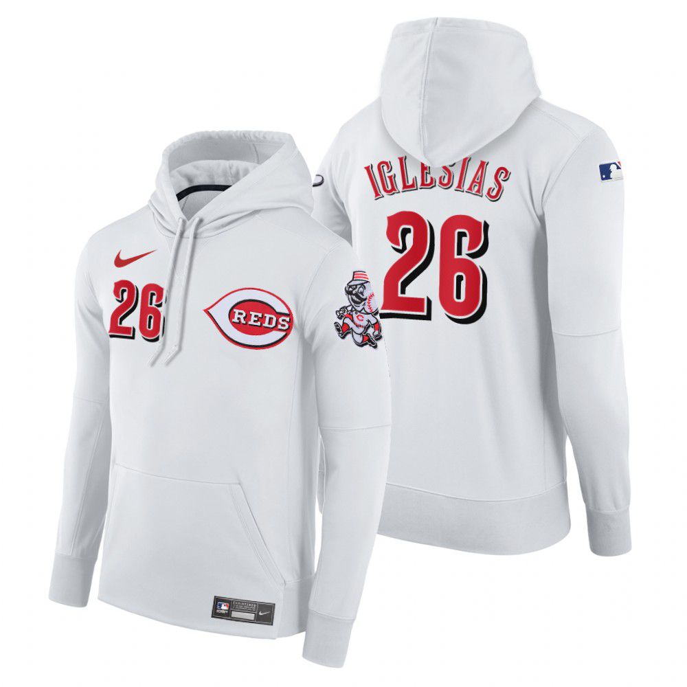 Men Cincinnati Reds #26 Iglesias white home hoodie 2021 MLB Nike Jerseys